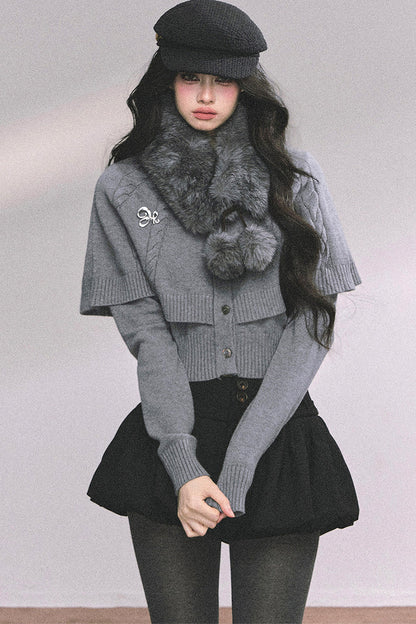 Knitted Cable Cape Sweater