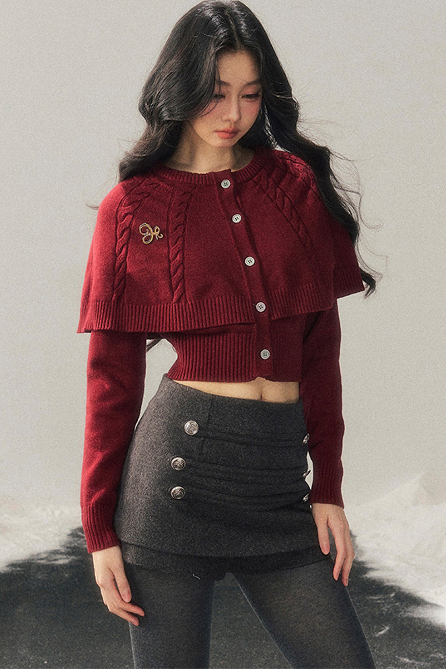 Knitted Cable Cape Sweater