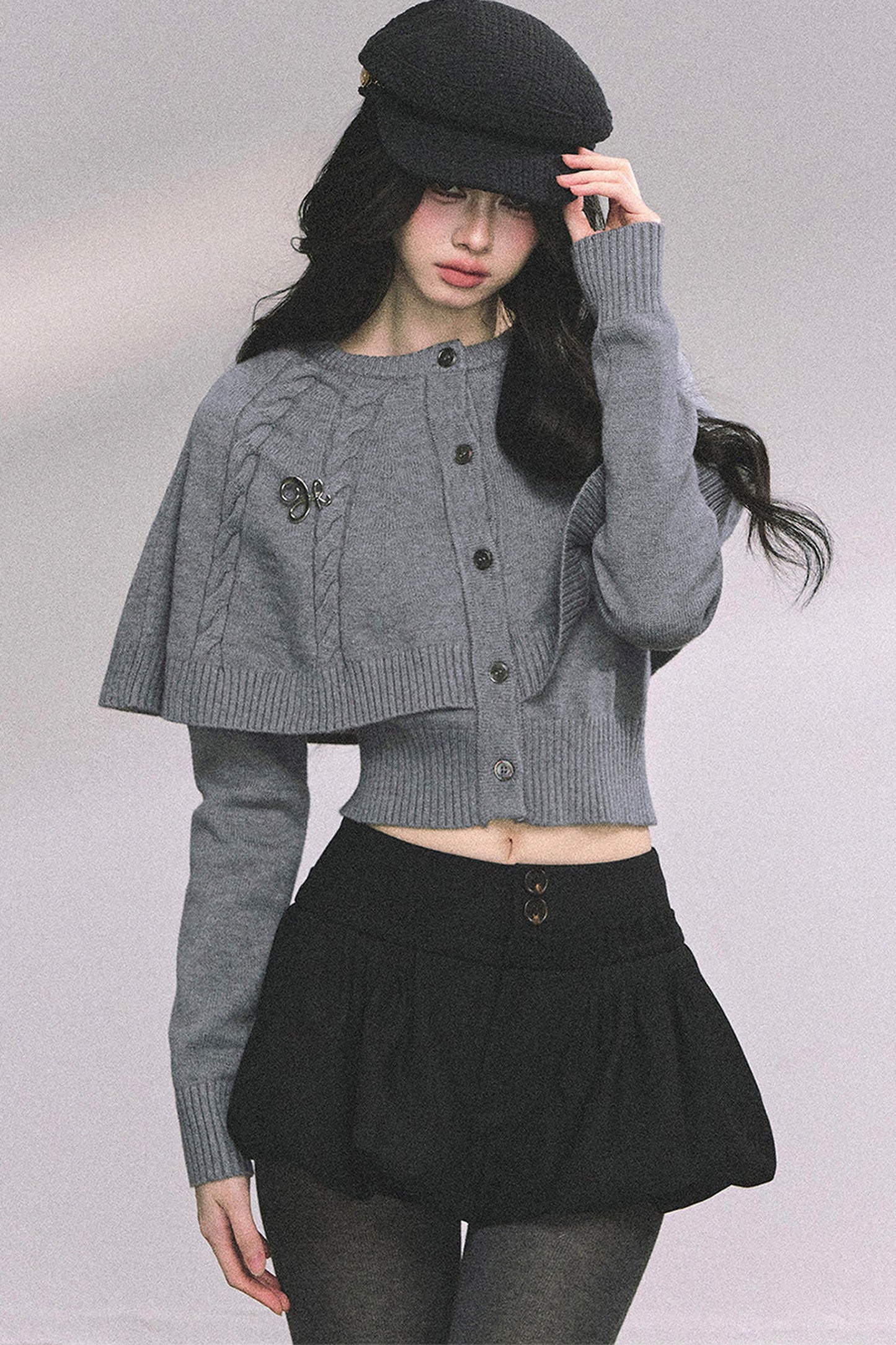 Knitted Cable Cape Sweater