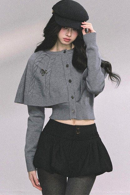 Knitted Cable Cape Sweater