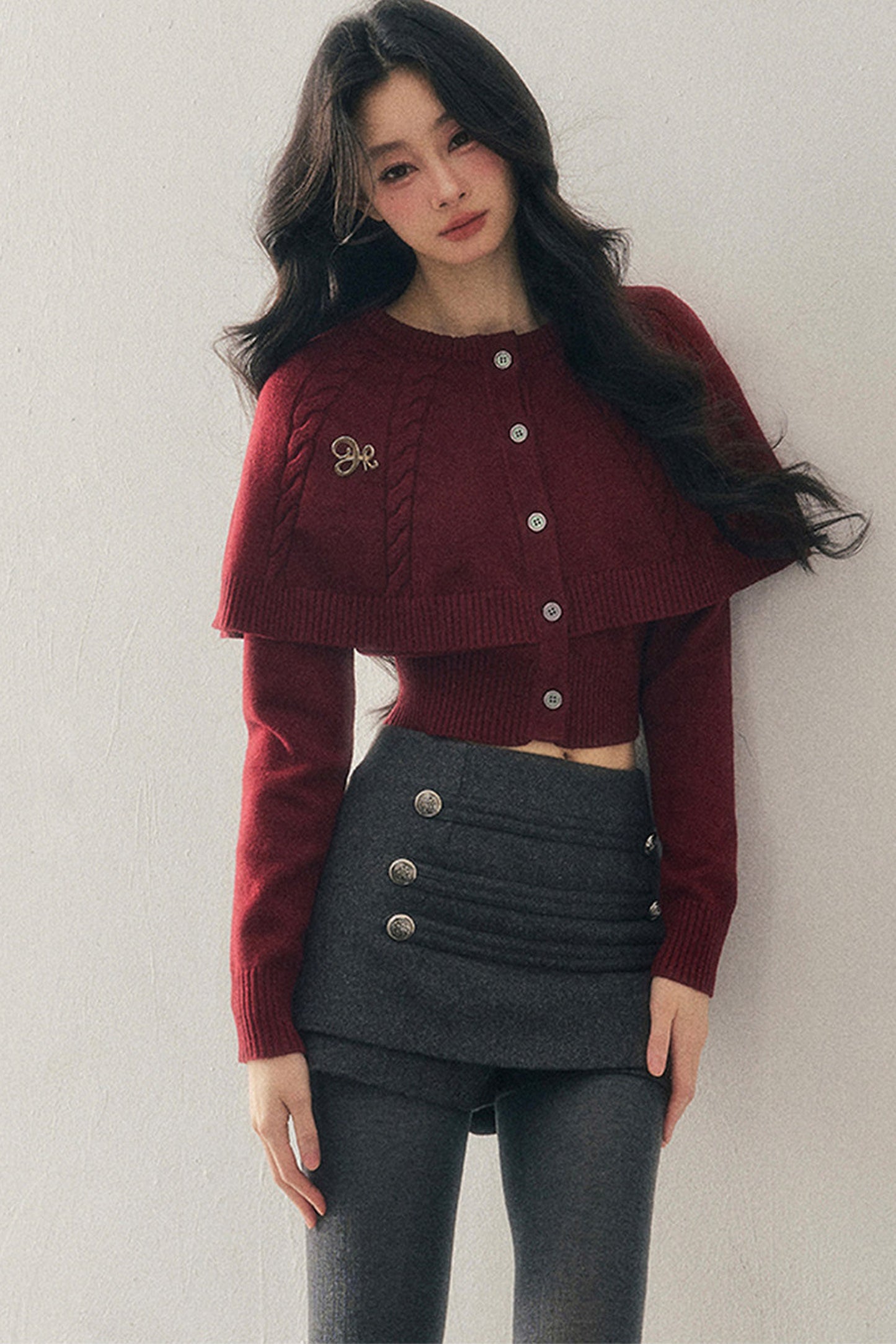 Knitted Cable Cape Sweater