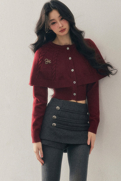 Knitted Cable Cape Sweater