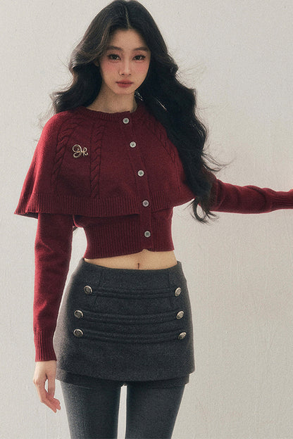 Knitted Cable Cape Sweater
