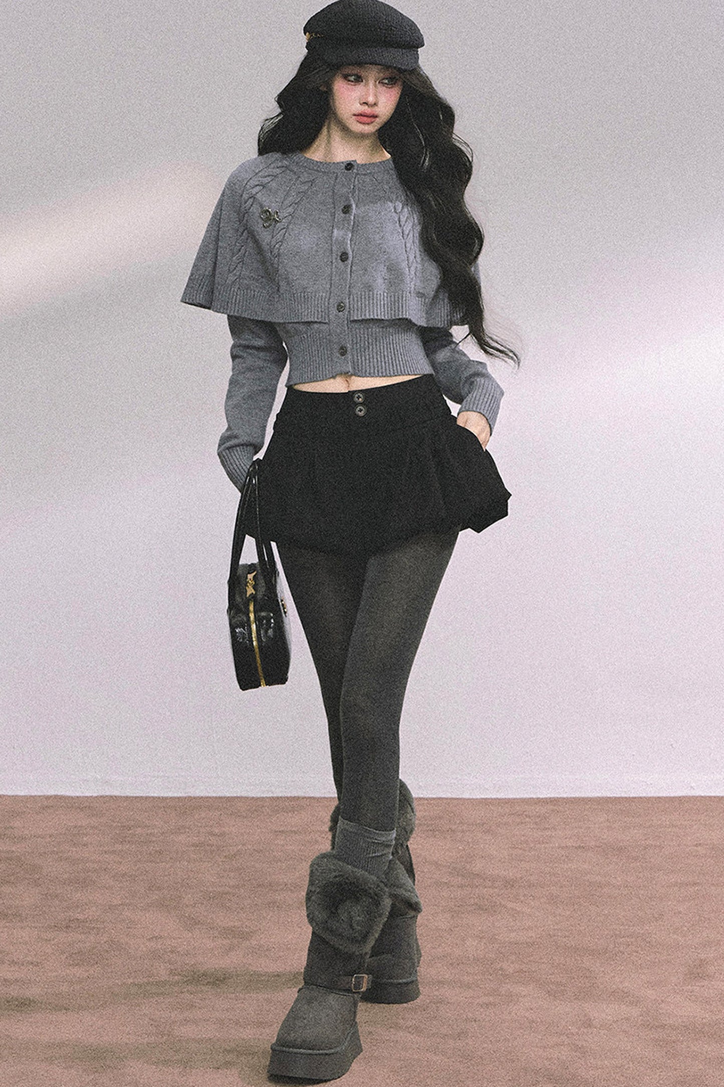 Knitted Cable Cape Sweater