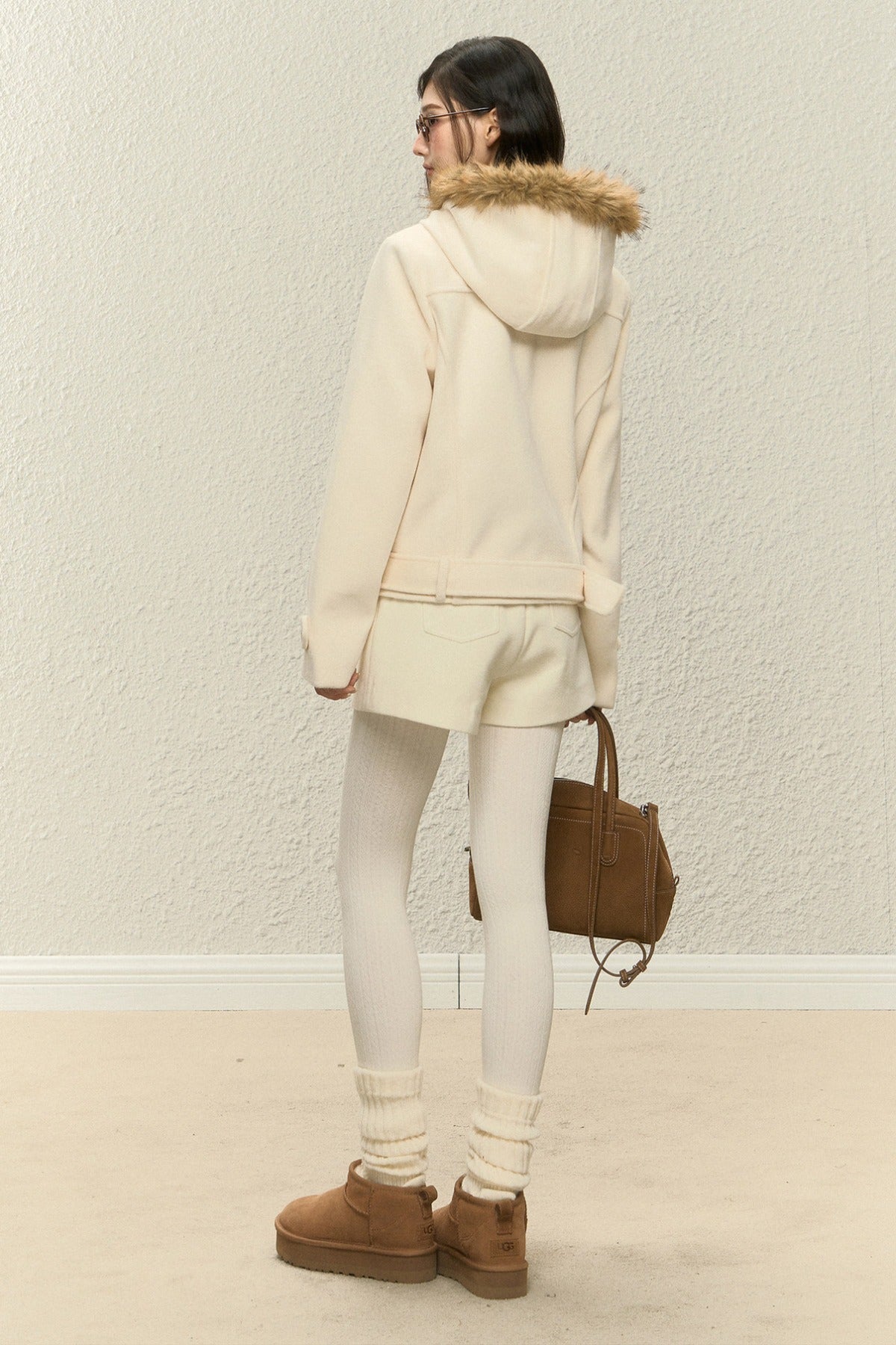 Brown Short Wool Coat and Pants Set-Up