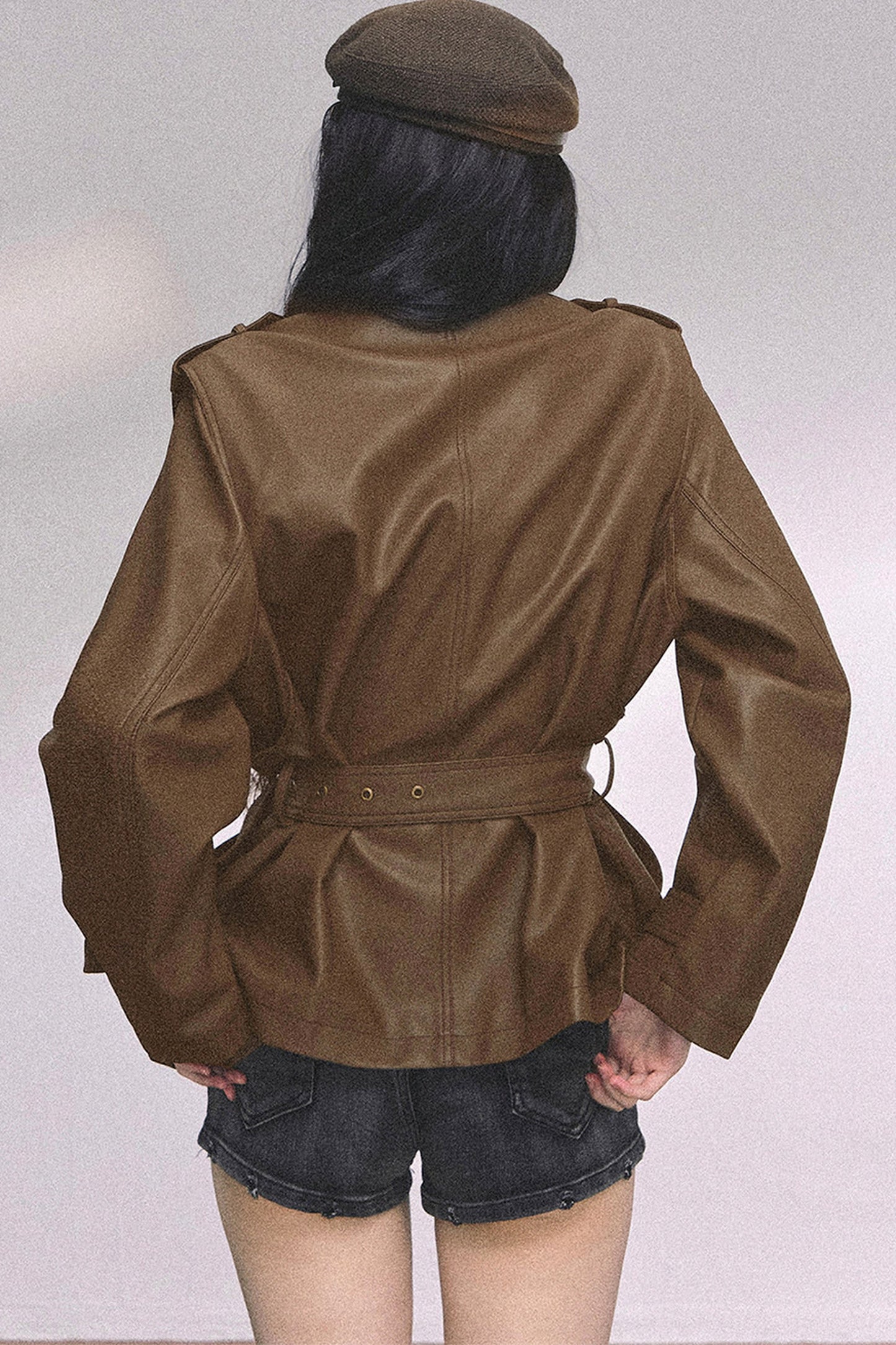 Giacca americana grintosa in pelle PU