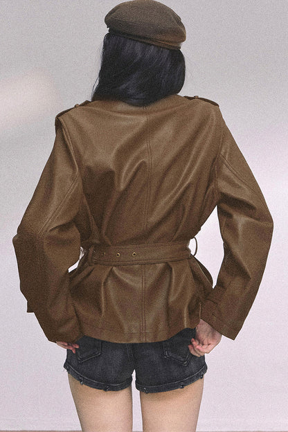 Giacca americana grintosa in pelle PU