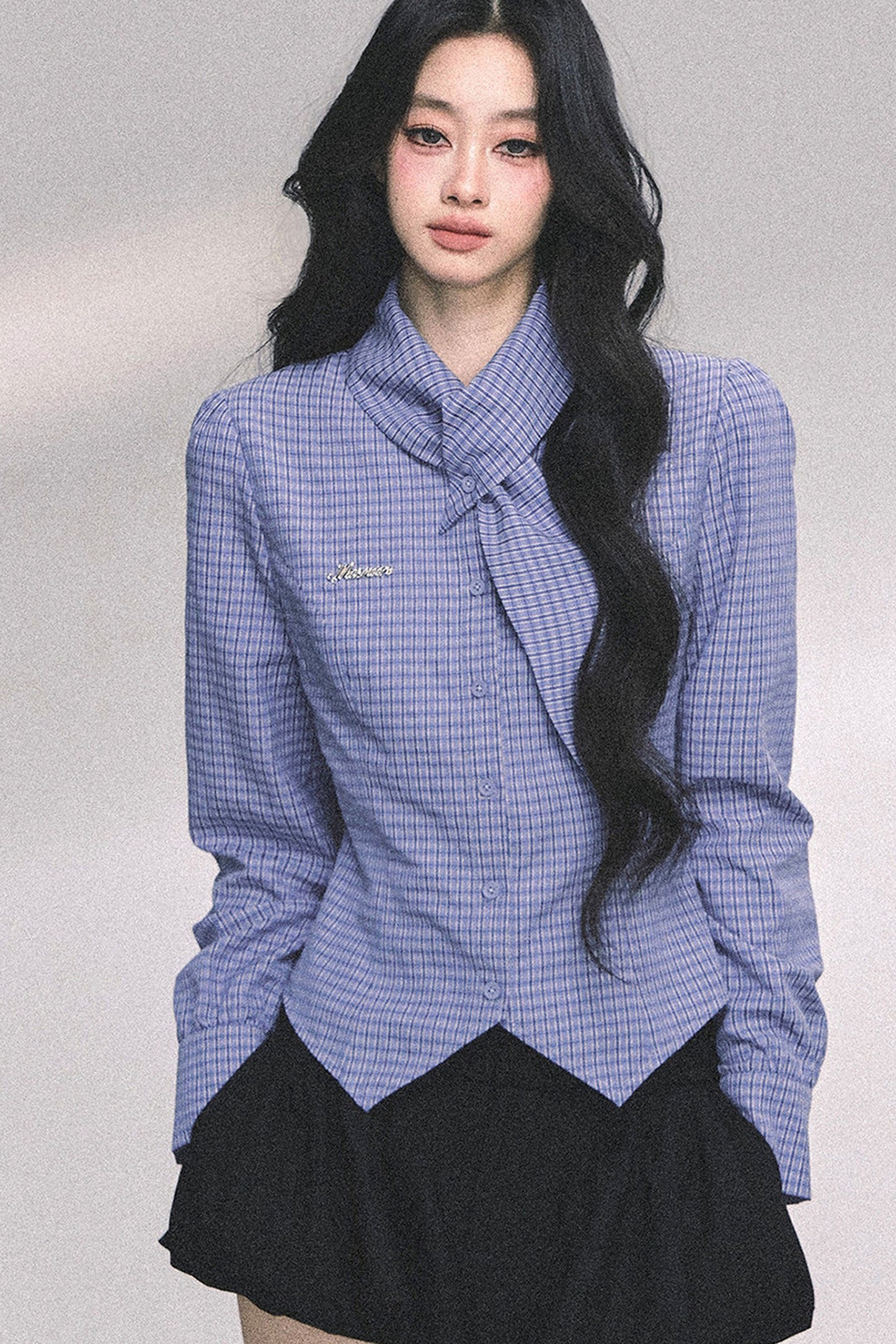 Klein Blue Plaid Blouse