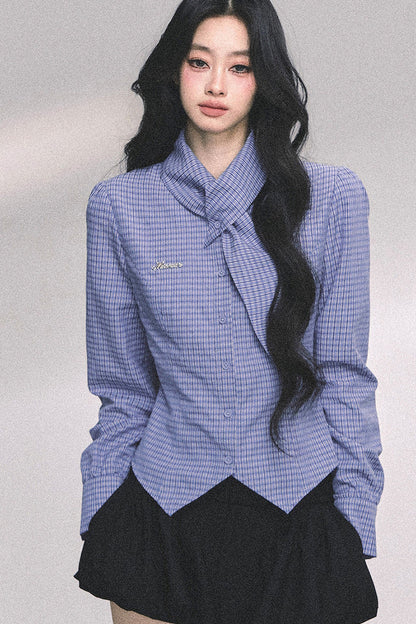 Klein Blue Plaid Blouse