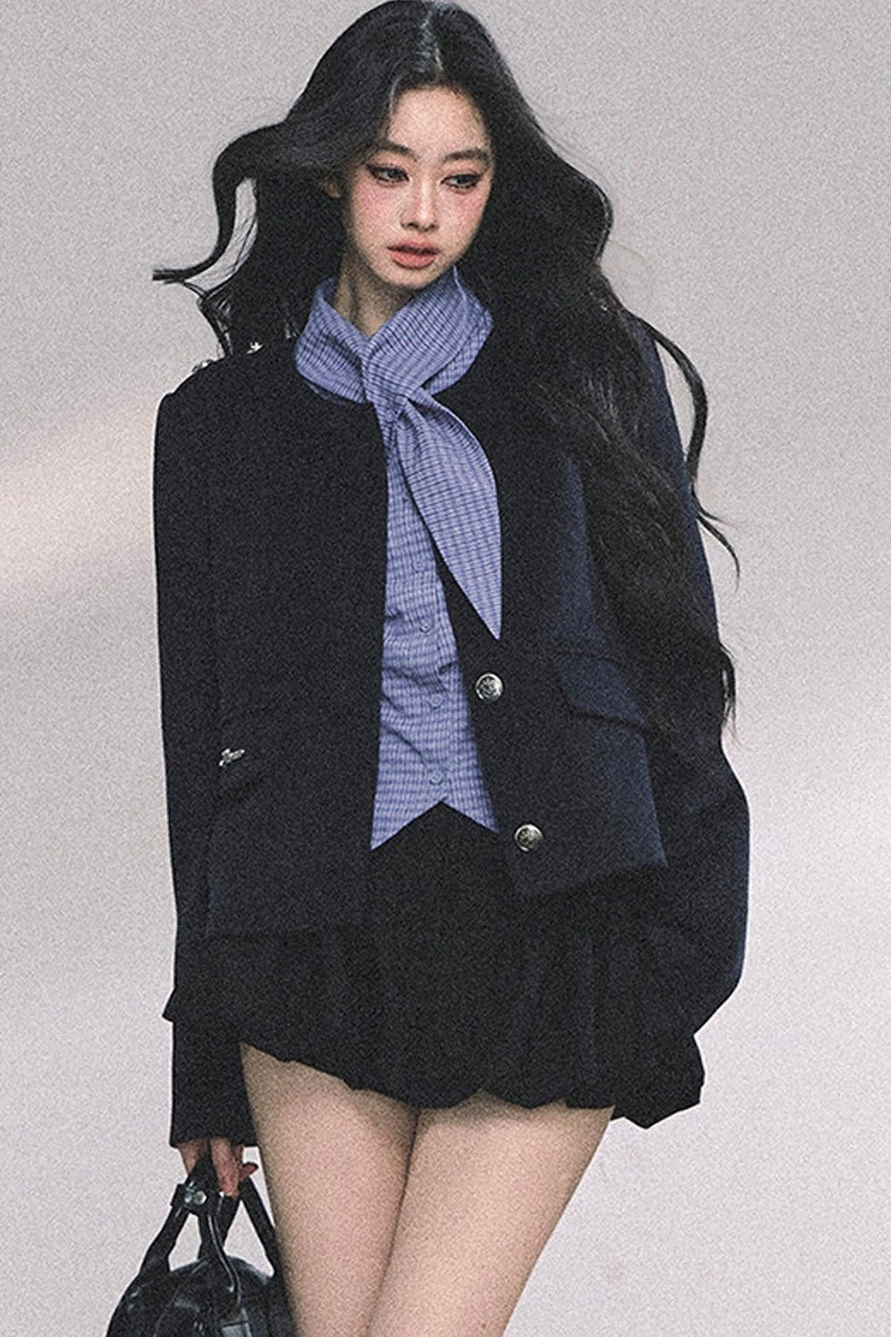 Klein Blue Plaid Blouse
