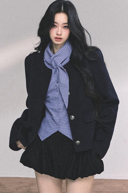 Klein Blue Plaid Blouse