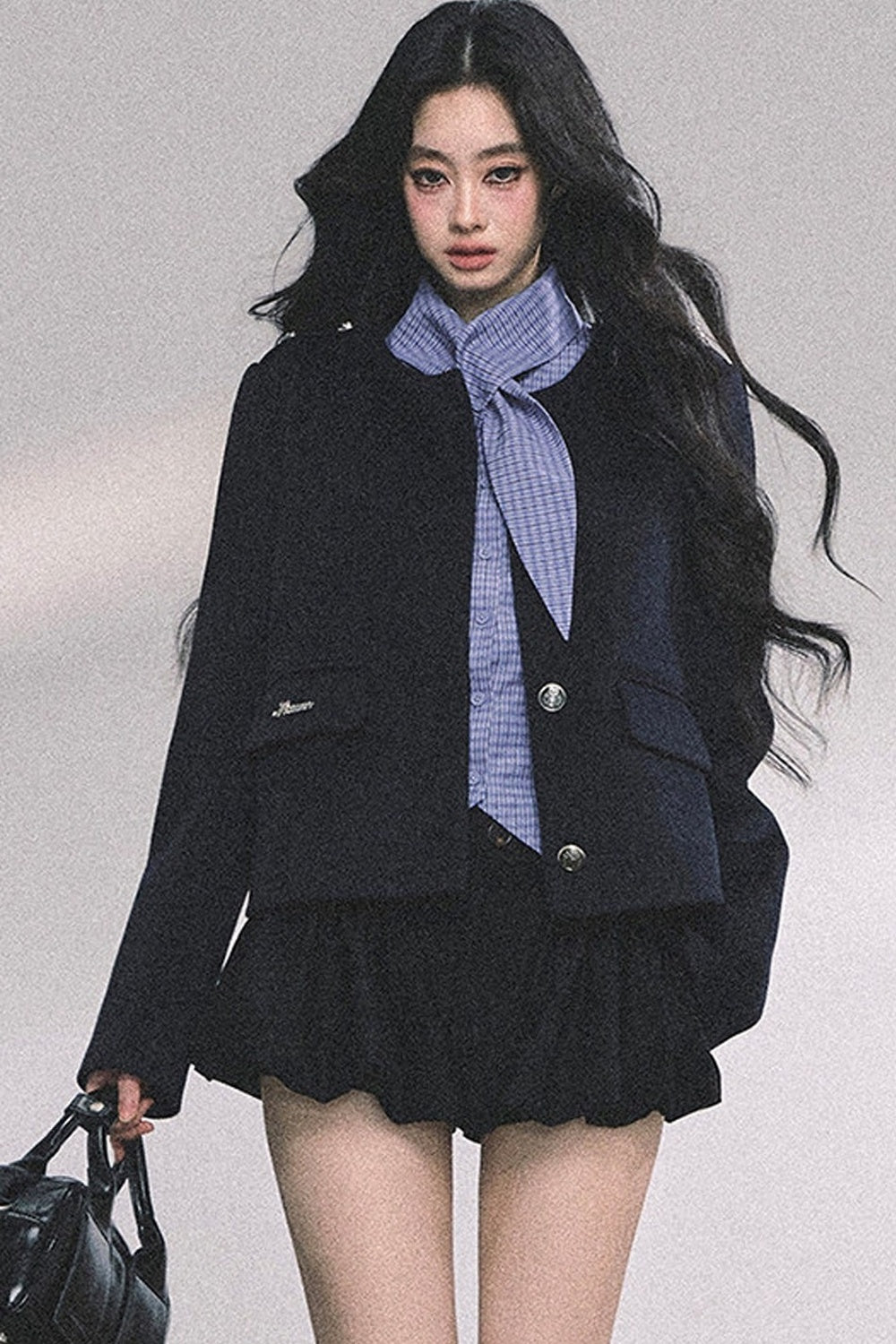 Klein Blue Plaid Blouse