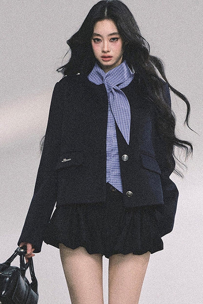 Klein Blue Plaid Blouse