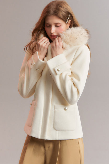 Detachable Fur Collar Hooded Jacket