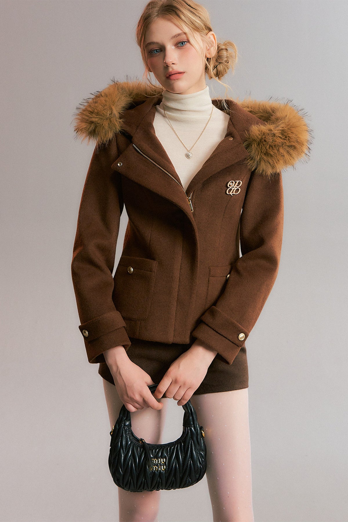 Detachable Fur Collar Hooded Jacket