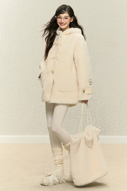 Plush Hooded Coat and Pants Set-Up