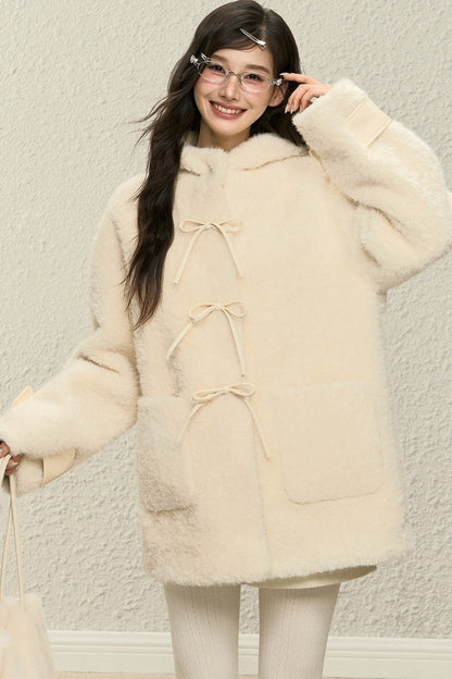 Plush Hooded Coat and Pants Set-Up