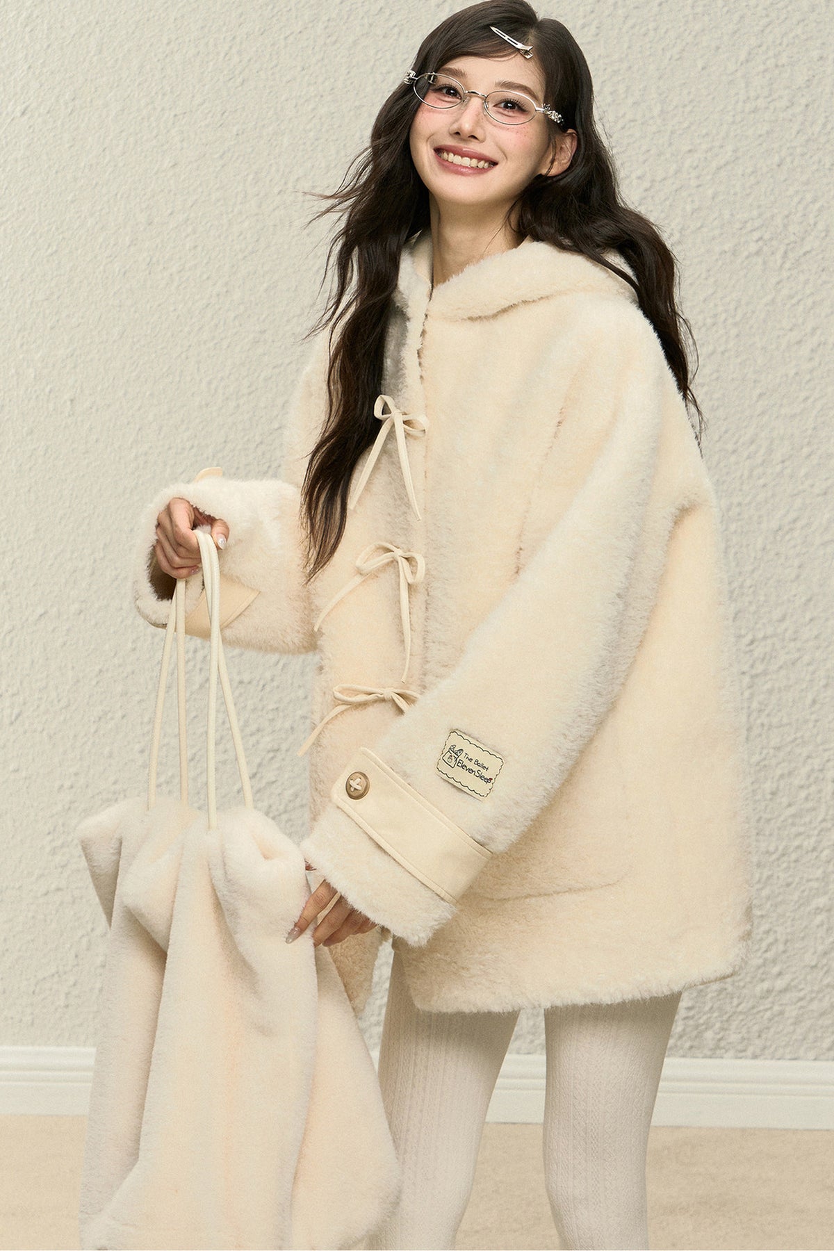 Plush Hooded Coat and Pants Set-Up