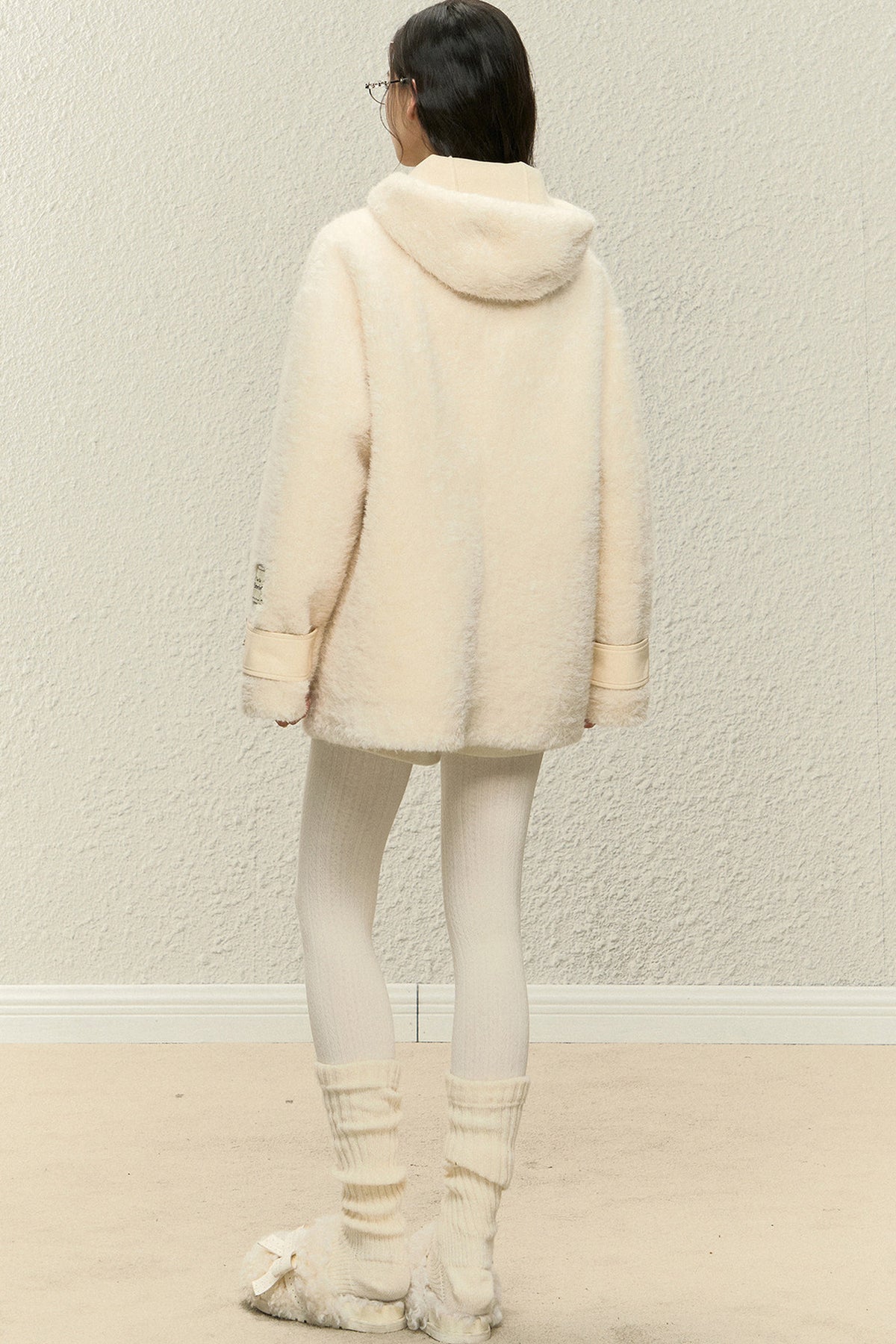Plush Hooded Coat and Pants Set-Up