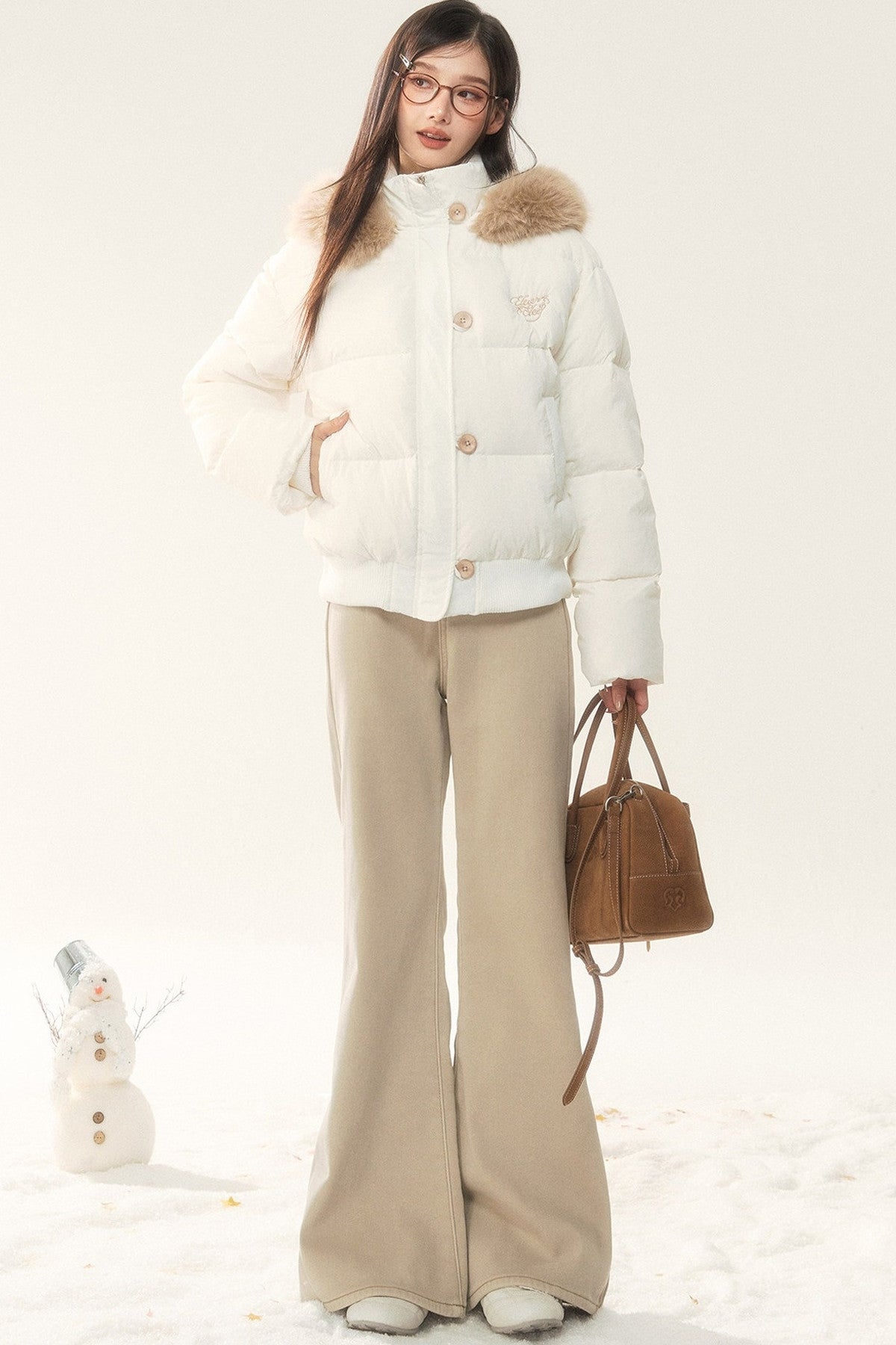 White Duck Down Jacket and Pants Set-Up