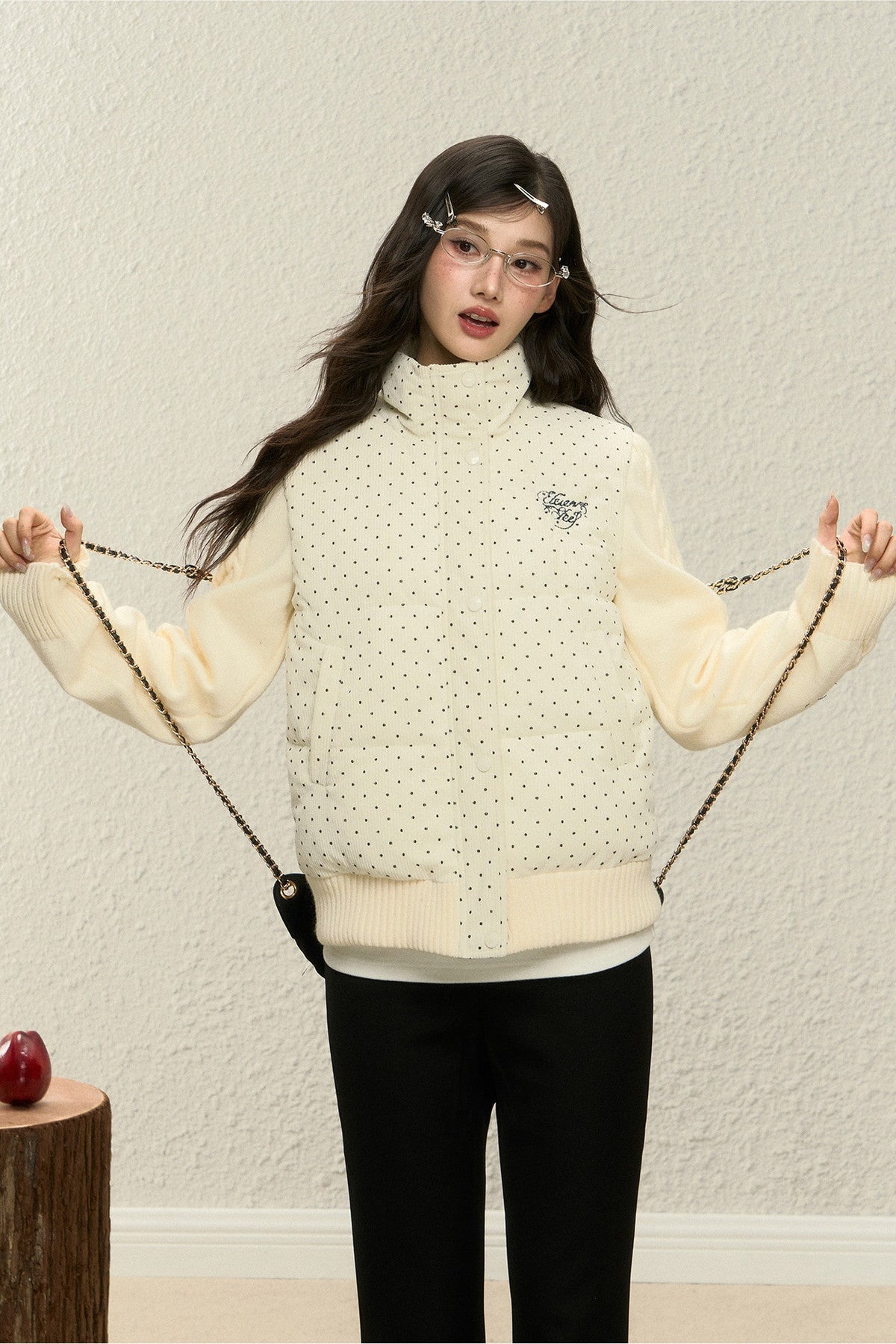 Polka Dot Cotton Jacket and Pants Set-Up