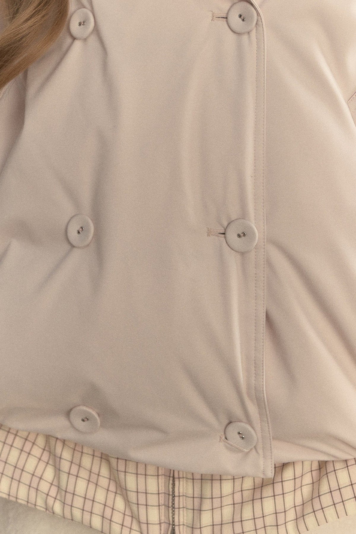 Parka acolchada de cuadros cruzada con estampado de capullos