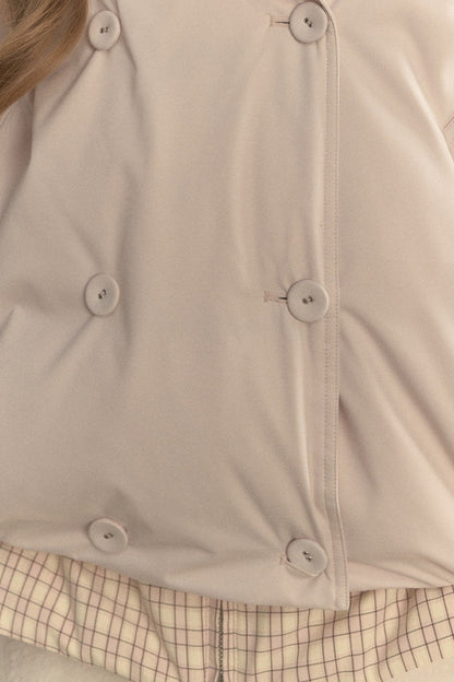 Parka acolchada de cuadros cruzada con estampado de capullos