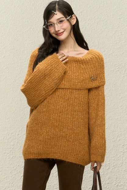 One-Shoulder Wool Knit Top and Pants Set-Up