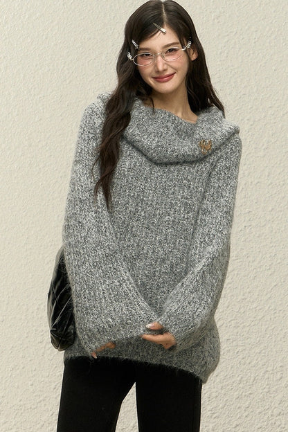 One-Shoulder Wool Knit Top and Pants Set-Up
