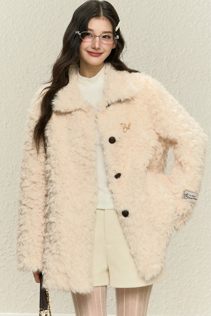 Brown Faux Fur Jacket and Wide-Leg Pants Set-Up