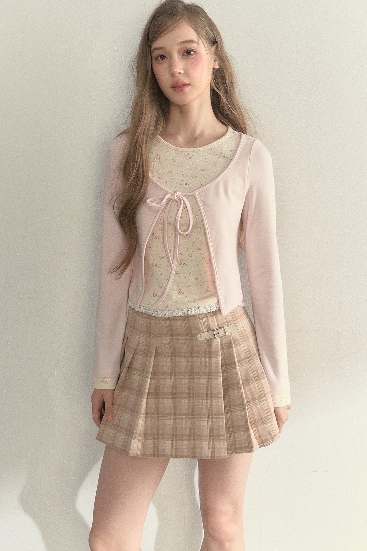 Layered-Look Floral Striped T-shirt