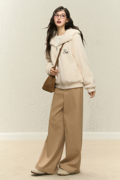 Winter Hooded Lapel Jacket and Pants Set-Up