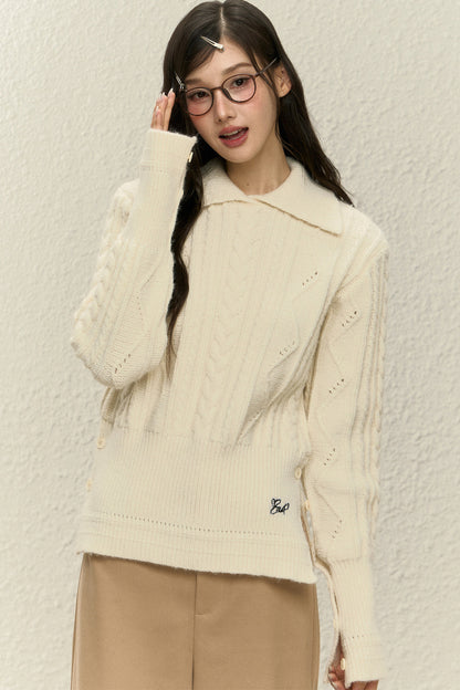 Off-White Knit Top and Straight Pants Set-Up