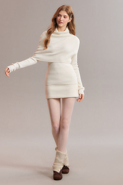 White Elegant Textured Sweater