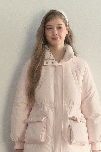 Cloud Scarf Hat Mid-Length Down Jacket