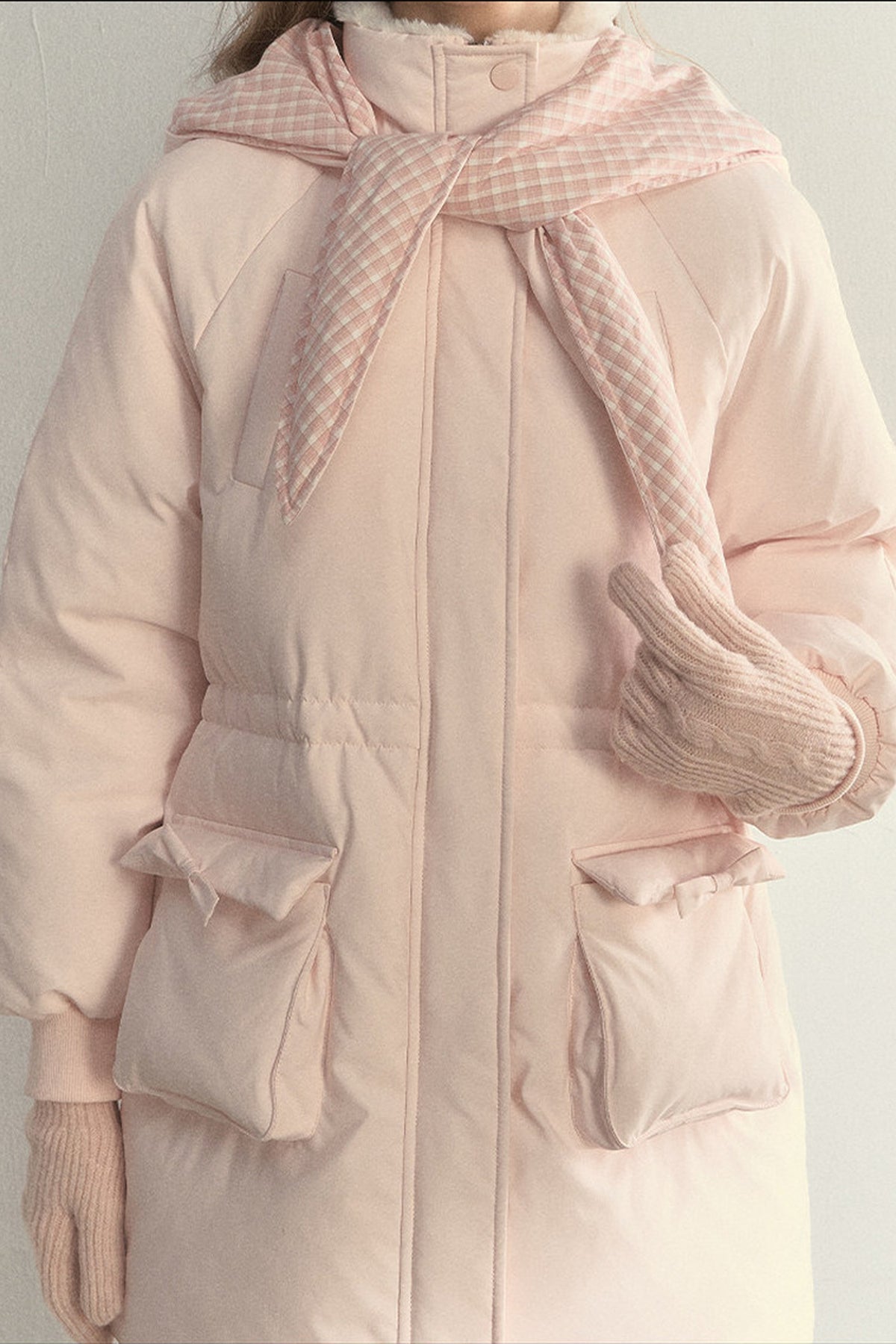 Cloud Scarf Hat Mid-Length Down Jacket