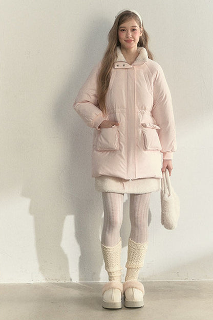 Cloud Scarf Hat Mid-Length Down Jacket