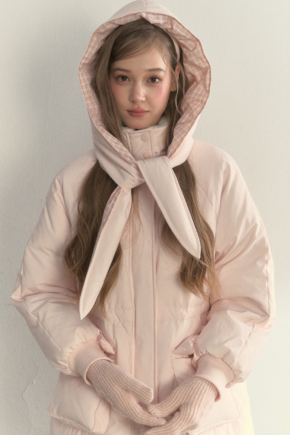 Cloud Scarf Hat Mid-Length Down Jacket