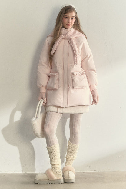 Cloud Scarf Hat Mid-Length Down Jacket