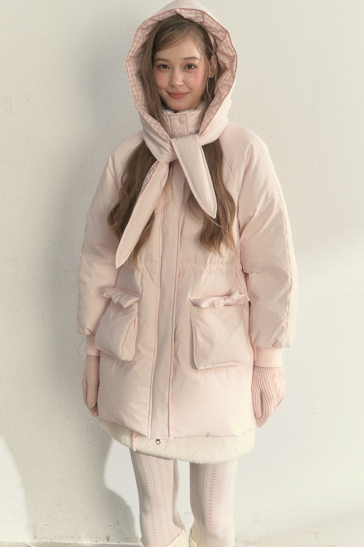 Cloud Scarf Hat Mid-Length Down Jacket