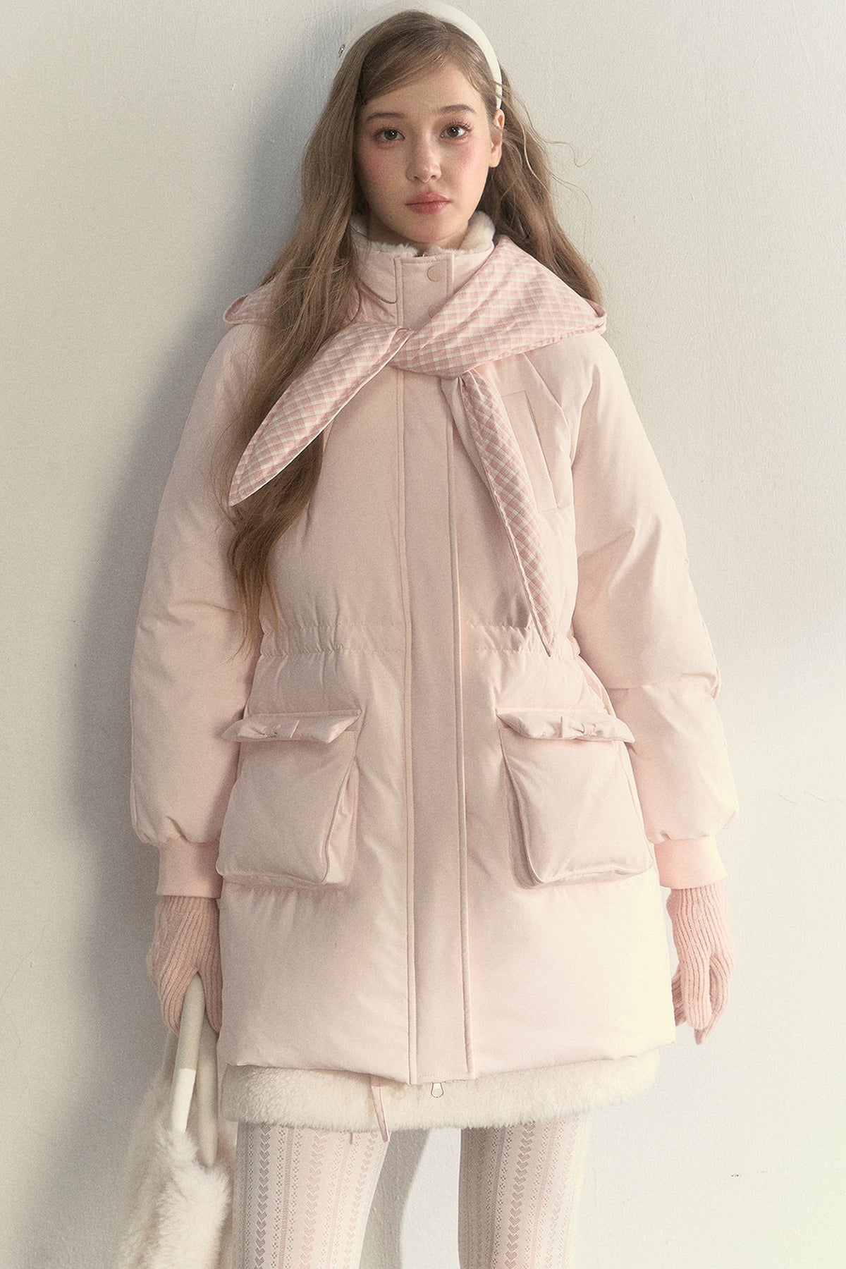 Cloud Scarf Hat Mid-Length Down Jacket