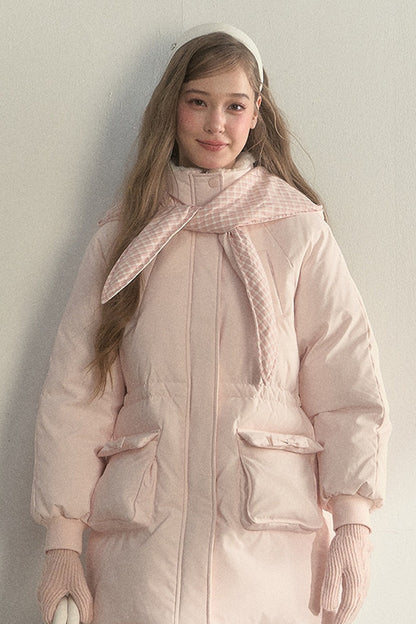 Cloud Scarf Hat Mid-Length Down Jacket