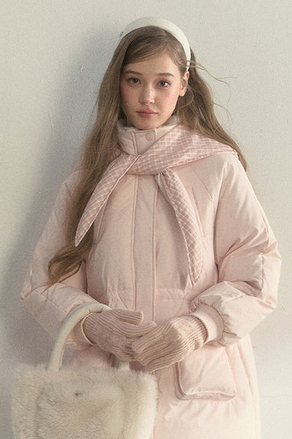 Cloud Scarf Hat Mid-Length Down Jacket