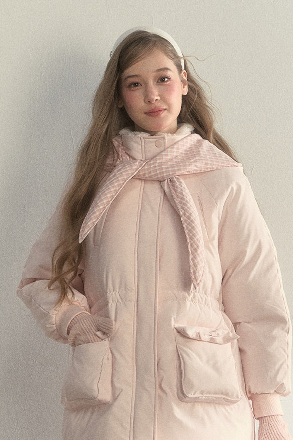 Cloud Scarf Hat Mid-Length Down Jacket