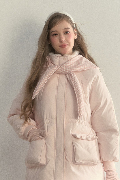Cloud Scarf Hat Mid-Length Down Jacket