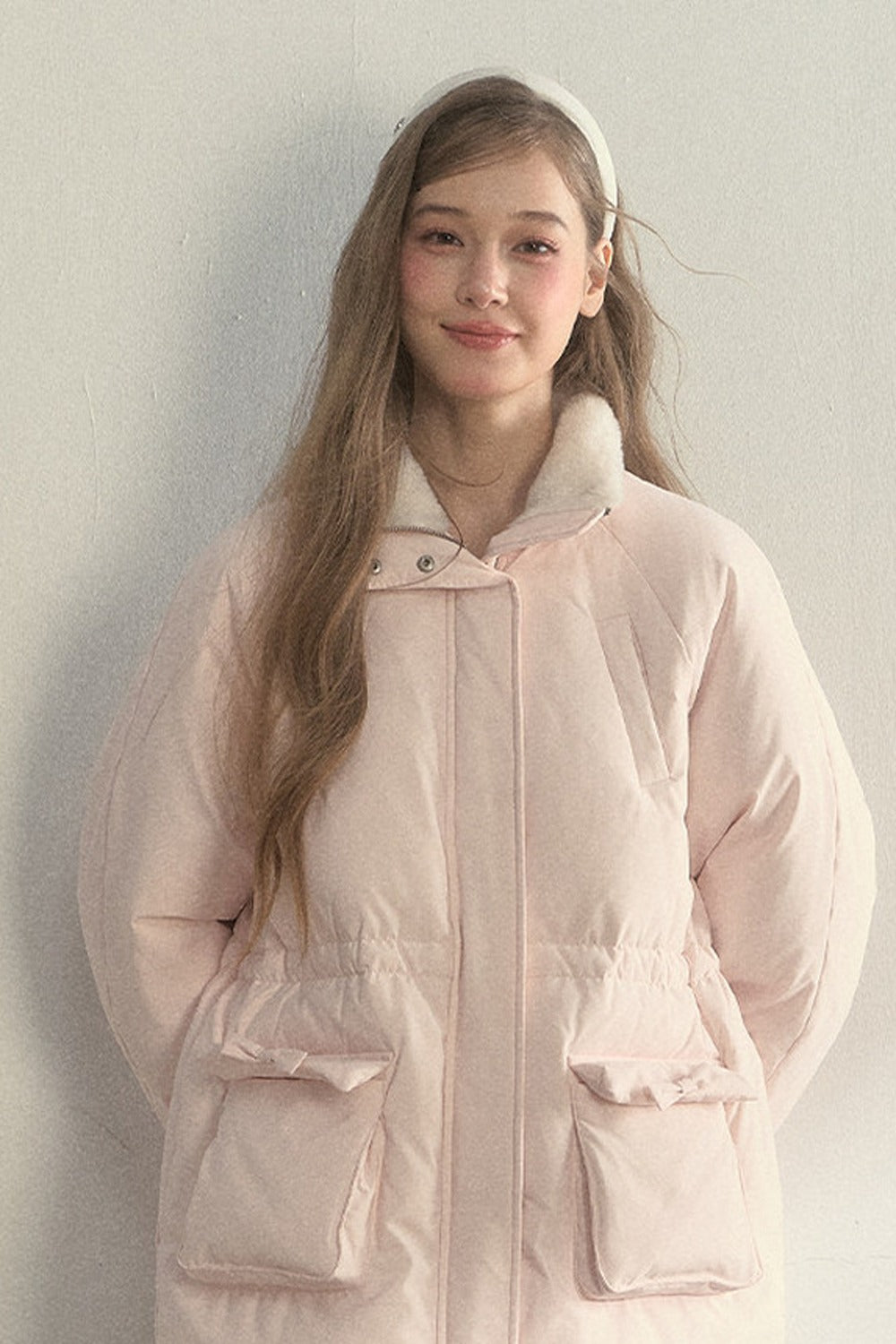 Cloud Scarf Hat Mid-Length Down Jacket