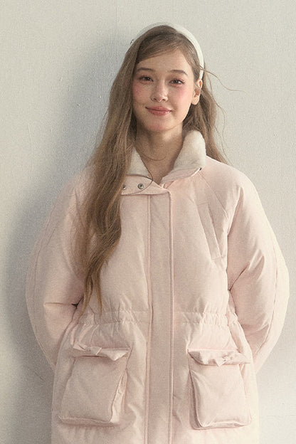 Cloud Scarf Hat Mid-Length Down Jacket
