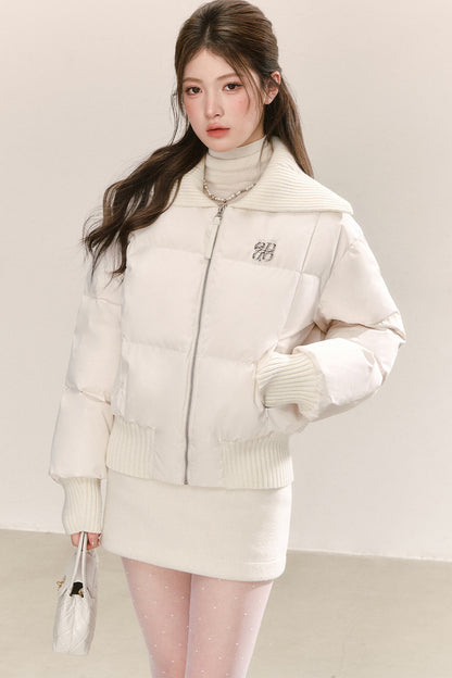 White Lapel Down Jacket