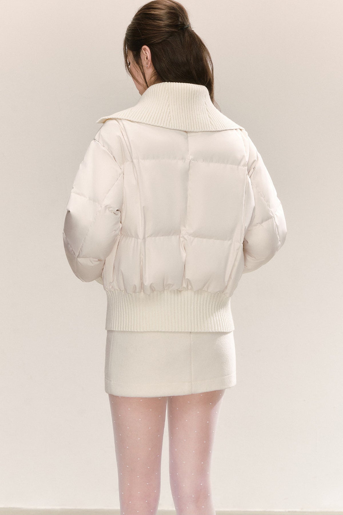 White Lapel Down Jacket