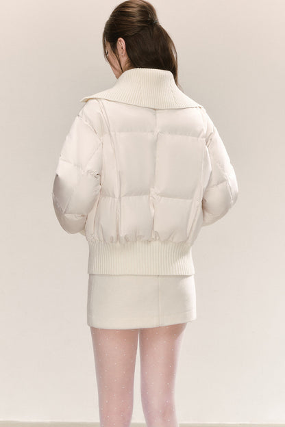 White Lapel Down Jacket